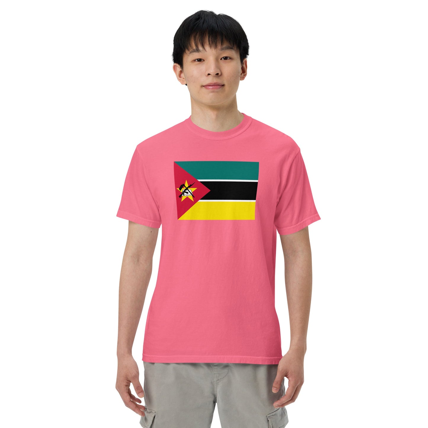 Flat lay of black Morocco flag tee, medium size