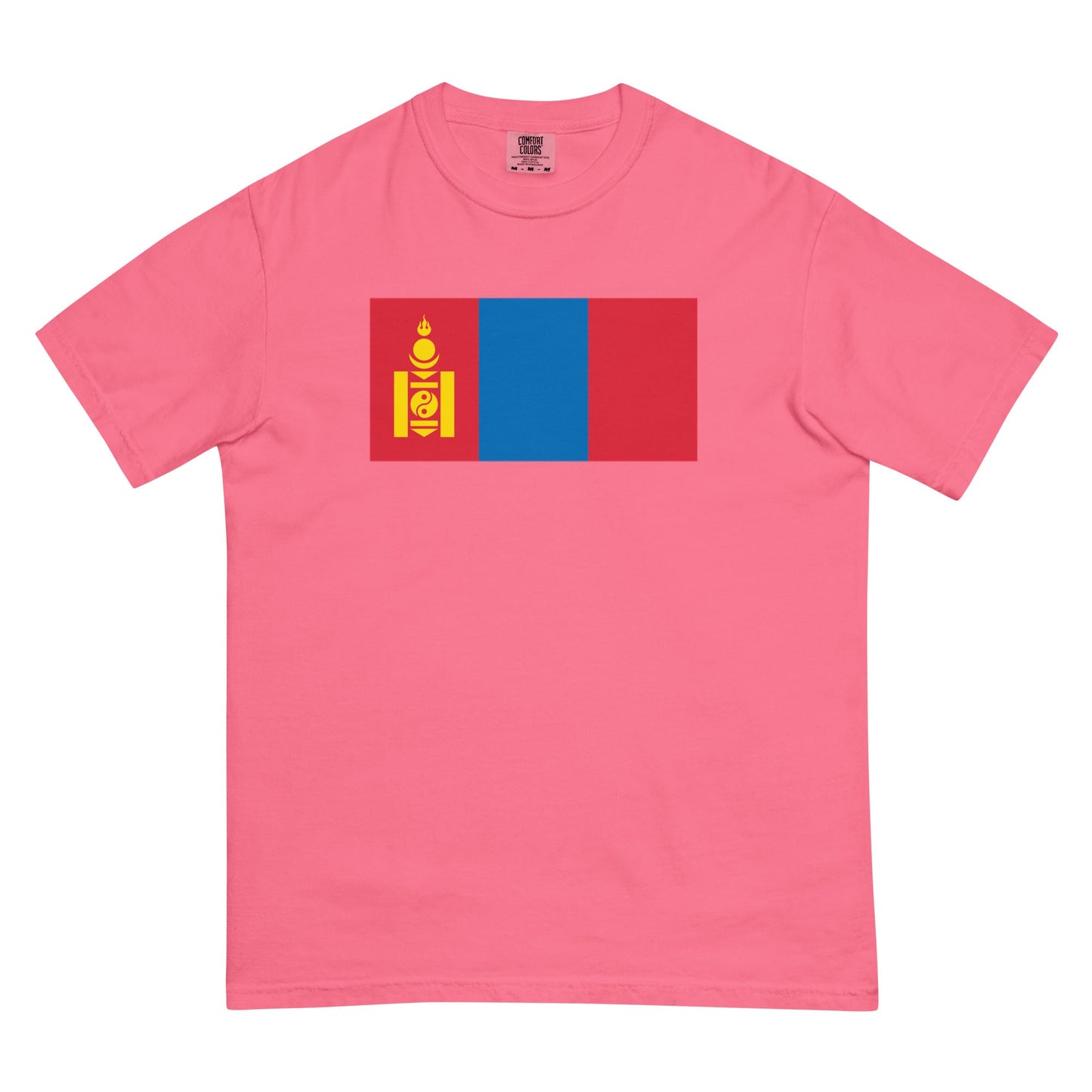 Stylish Mongolia flag t-shirt laid flat, 4X large, blue spruce