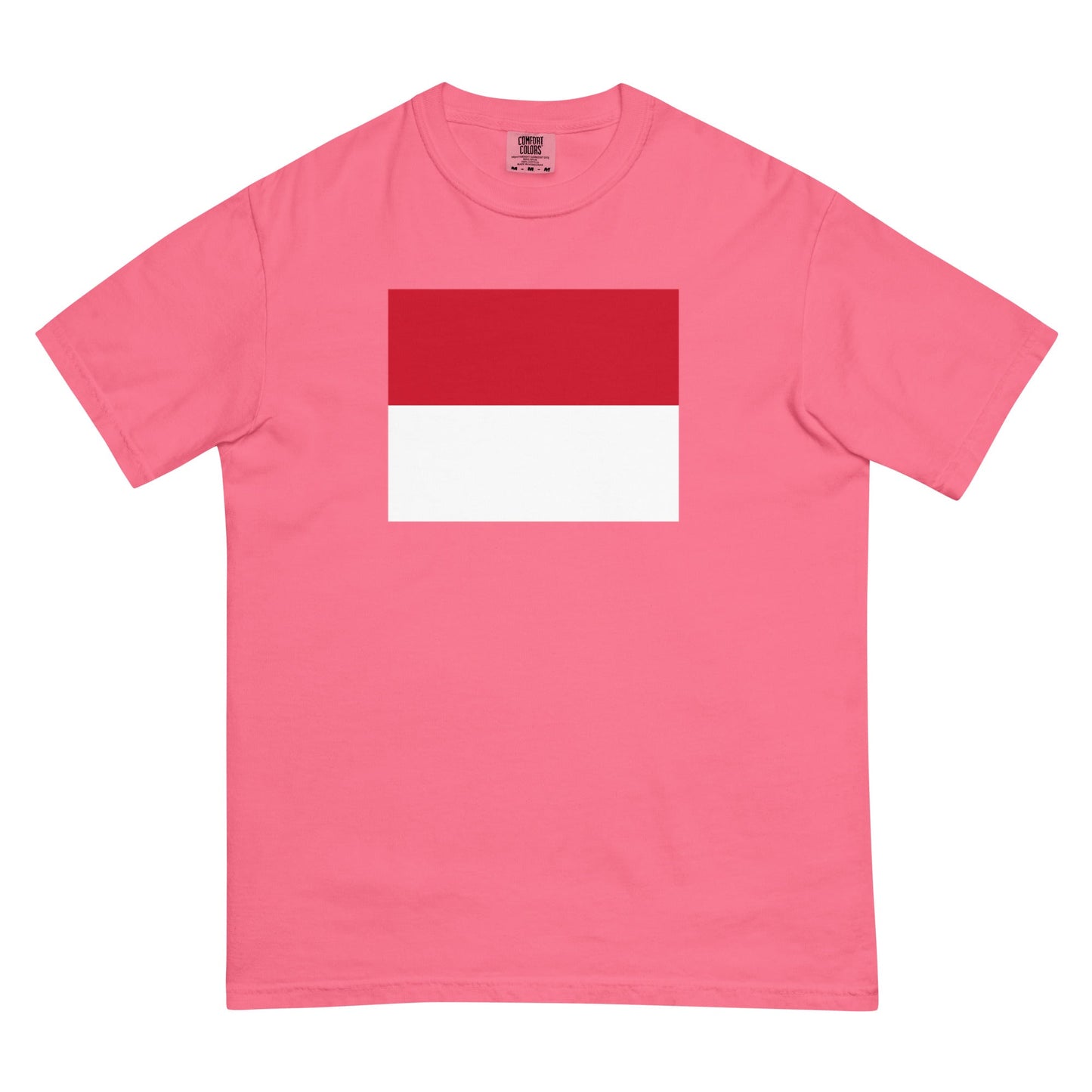Flat lay of brick Monaco flag tee, 3X large size