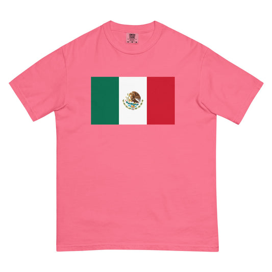 Stylish Mexico flag t-shirt laid flat, small, black