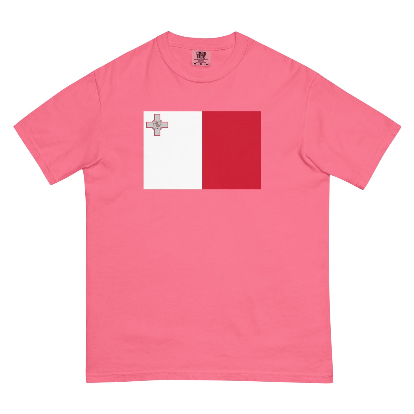 Stylish Malta flag t-shirt laid flat, 2X large, grape