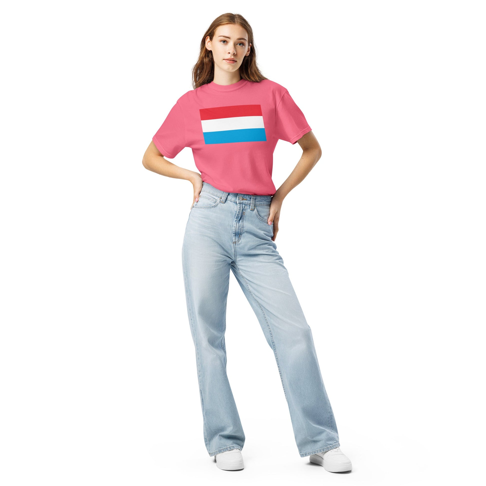 brick shirt with Luxembourg flag design, medium