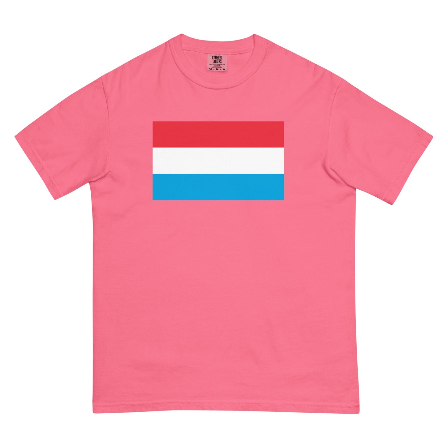 Bold Luxembourg flag design tee in blue spruce, large