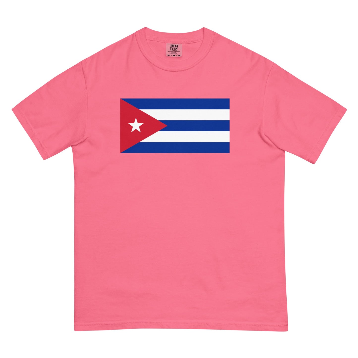 Bold Cuba flag design tee in blue spruce, medium