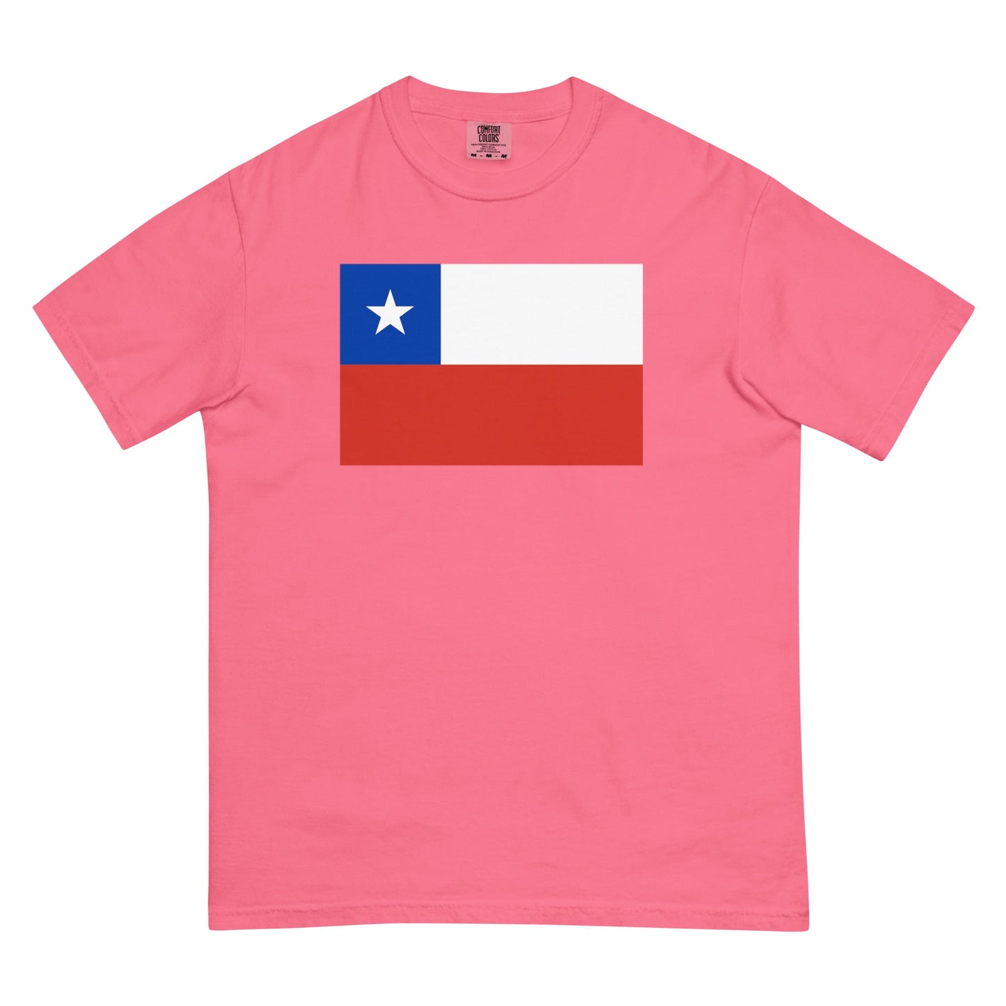 Flat lay of espresso Chile flag tee, extra large size