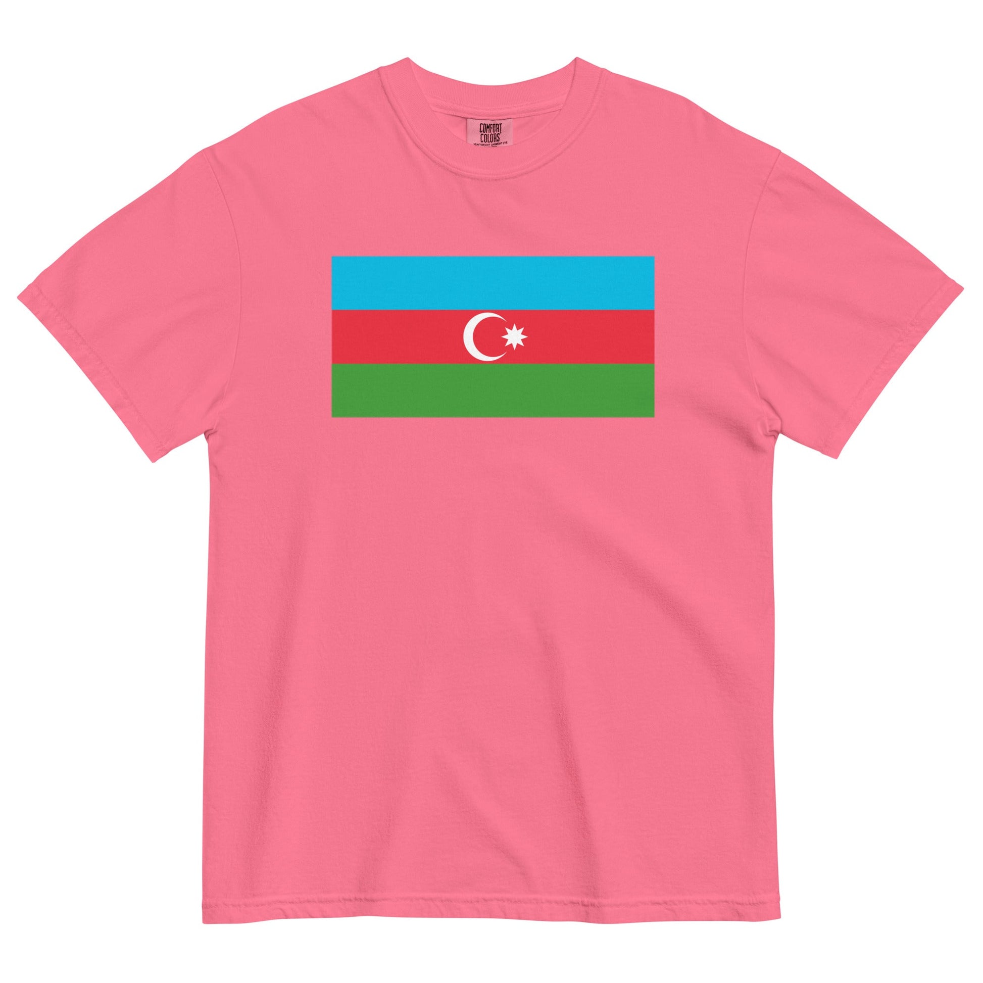 Flat lay of red Azerbaijan flag tee, extra large size
