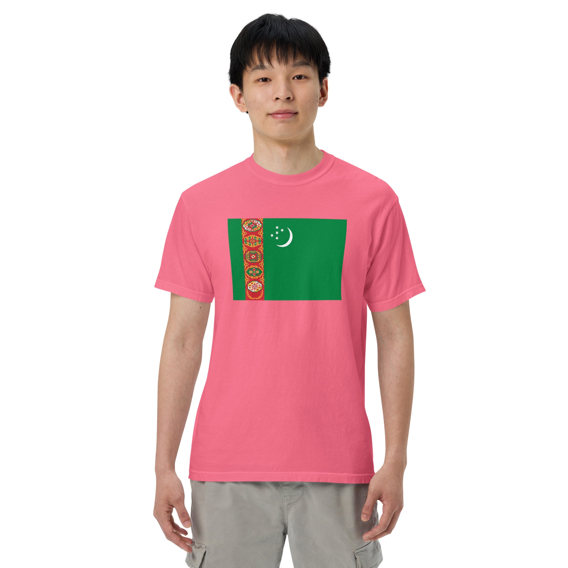 Turkmenistan flag shirt in brick, size 2X large