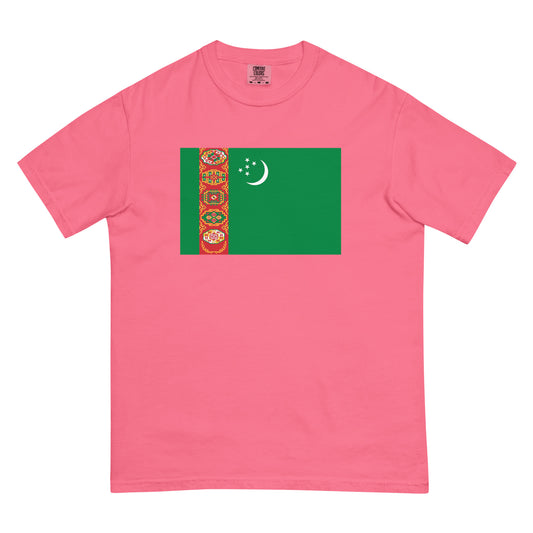 Flat lay of black Turkmenistan flag tee, small size