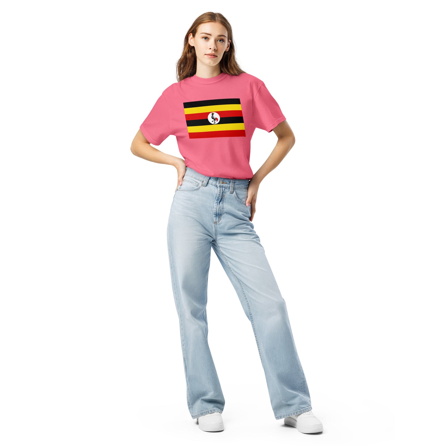 black shirt with Uganda flag design, 4X large