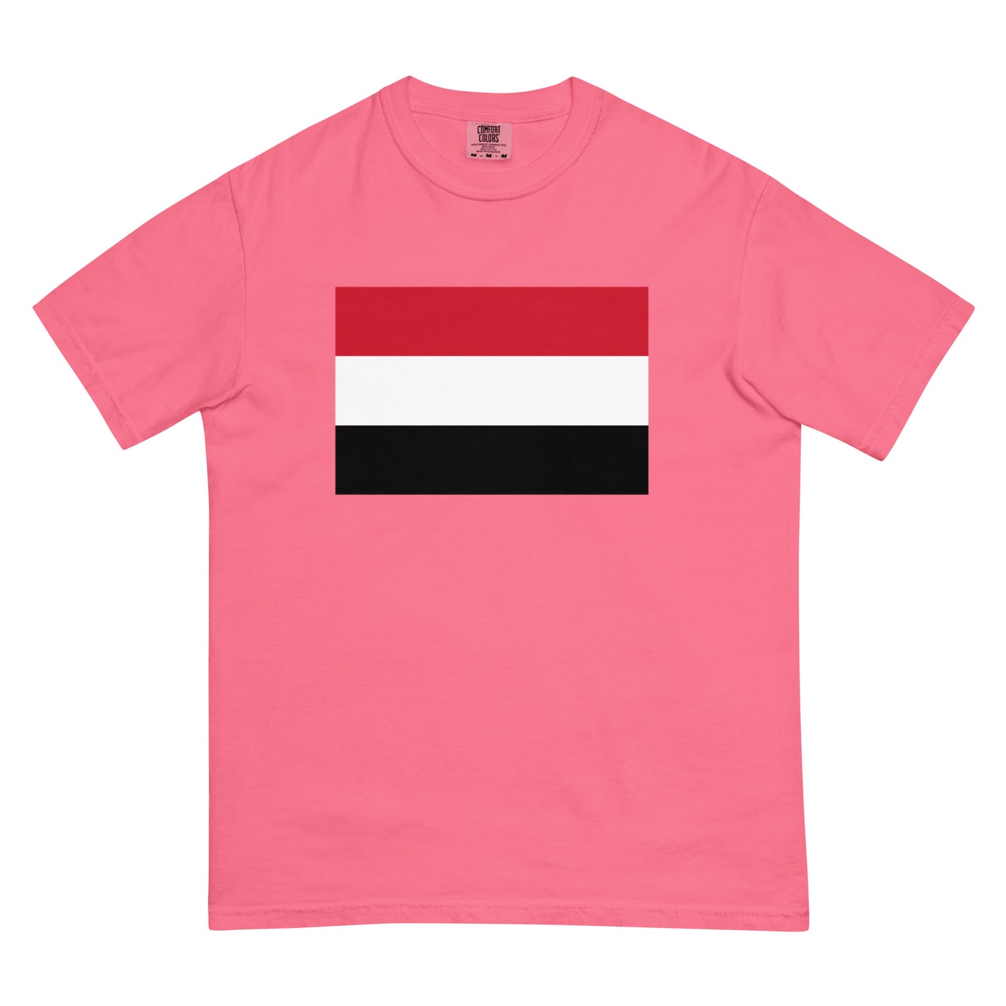 Stylish Yemen flag t-shirt laid flat, 4X large, flo blue