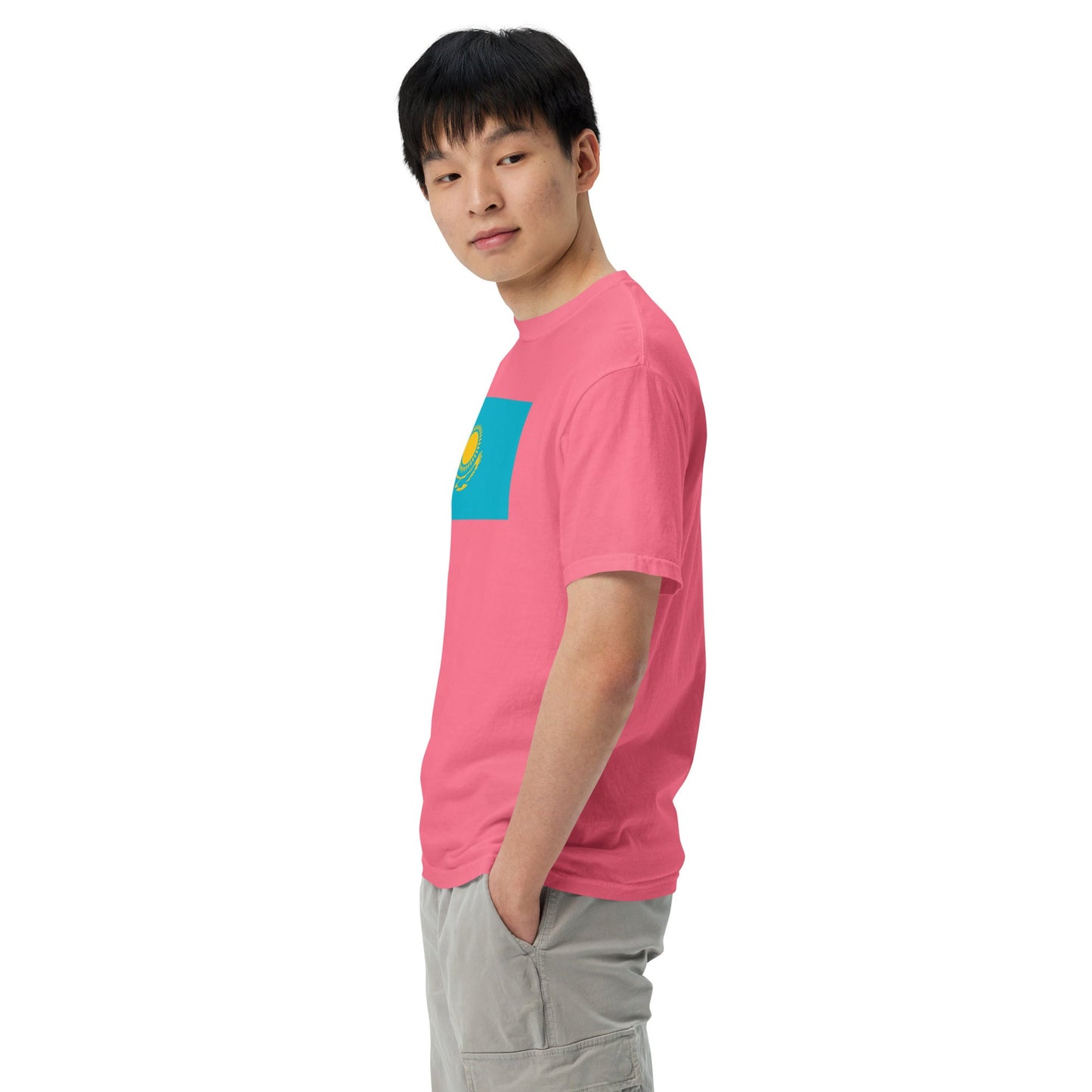 true navy shirt with Kazakhstan flag design, large