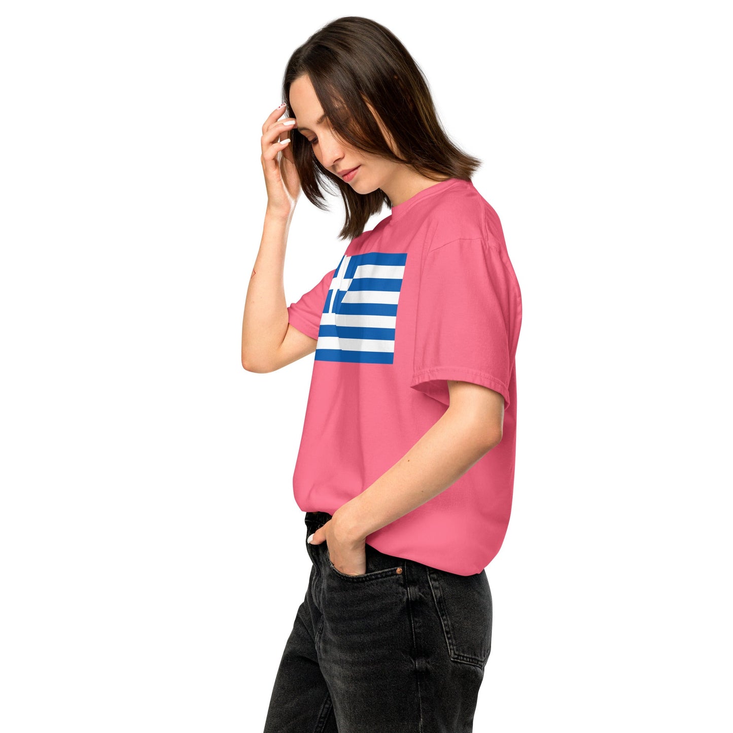 Greece flag shirt in red, size large