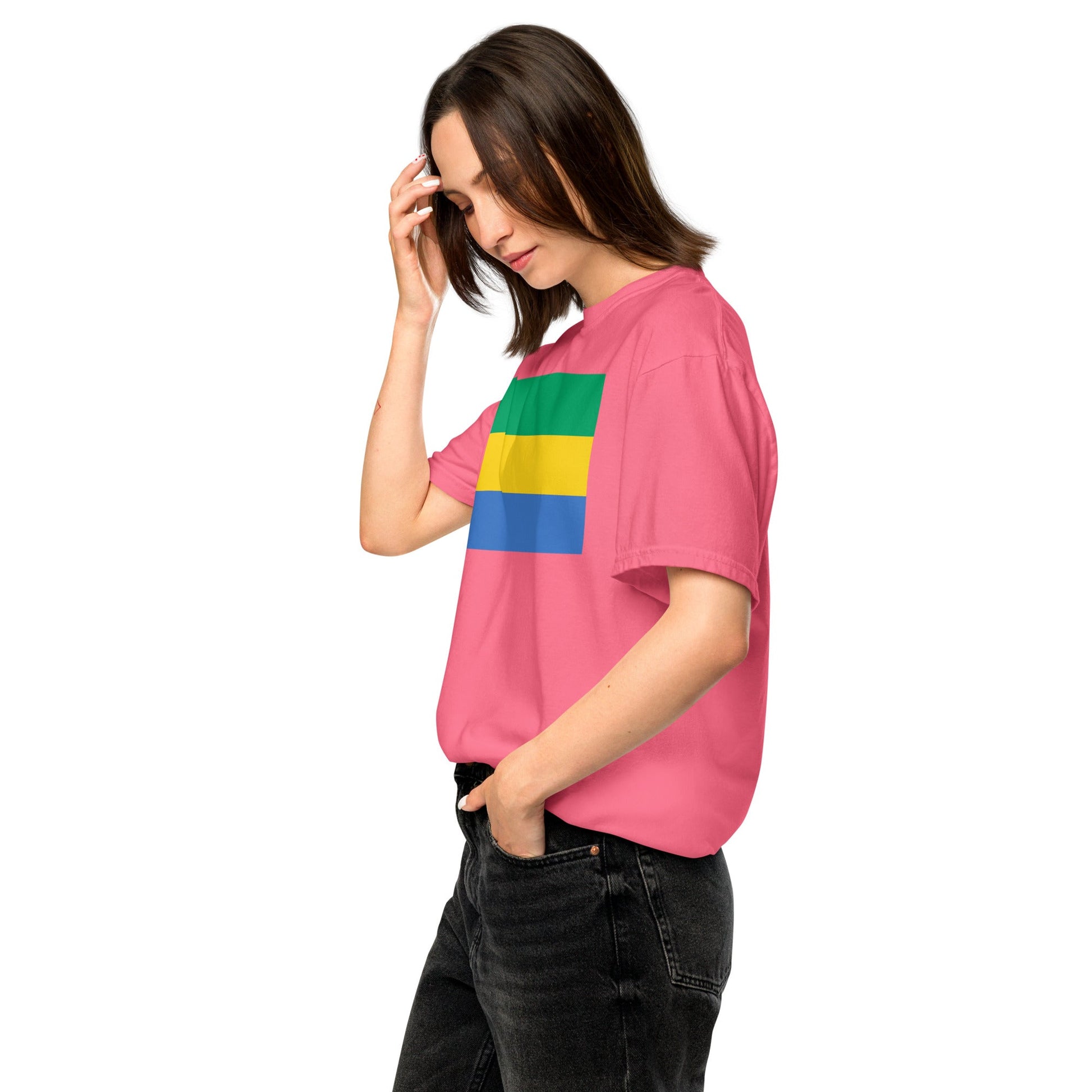Bold Gabon flag design tee in black, 4X large