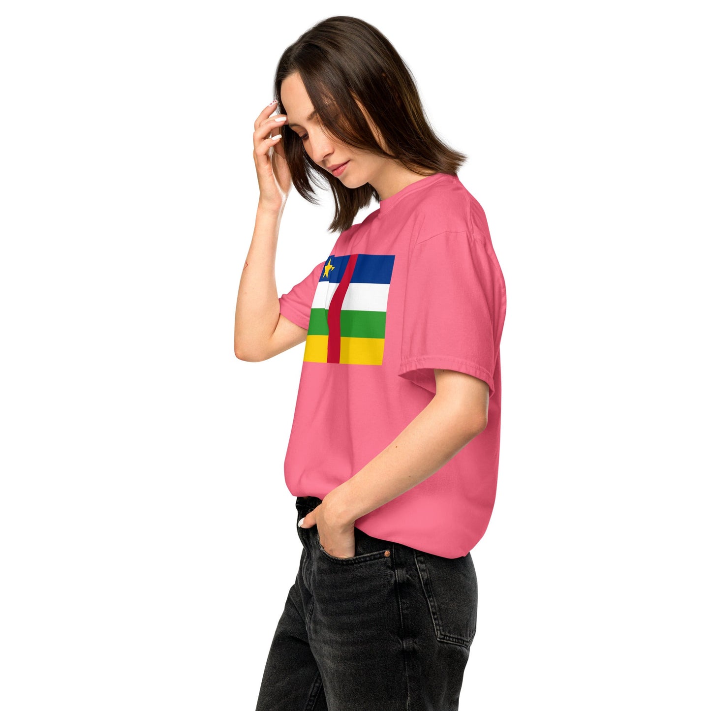 Flag tee representing Central African Republic in black, large