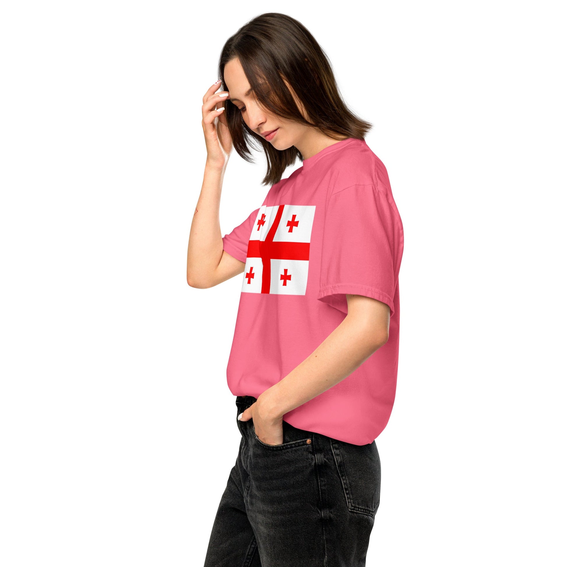 true navy shirt with Georgia flag design, extra large