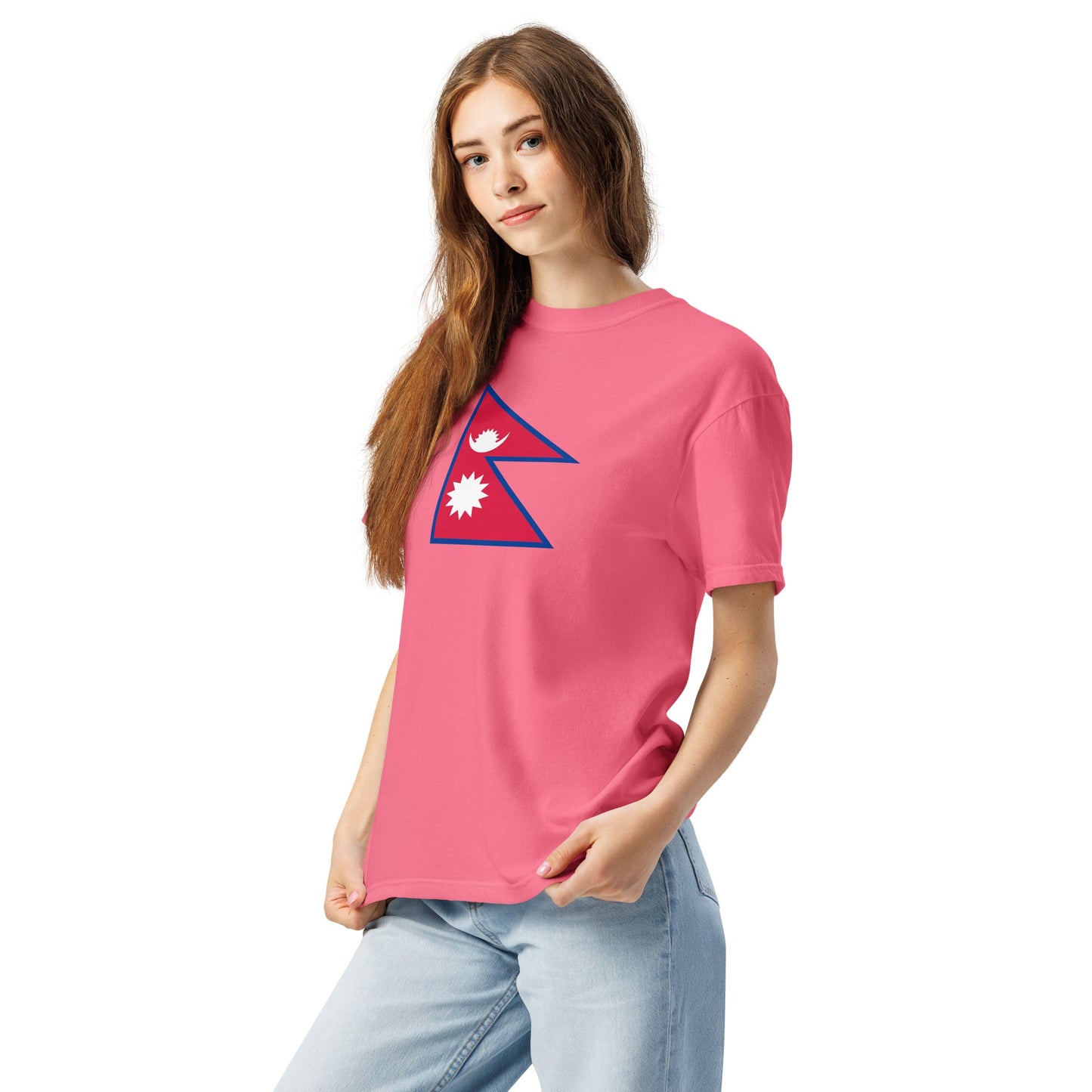 Nepal flag shirt in black, size extra large