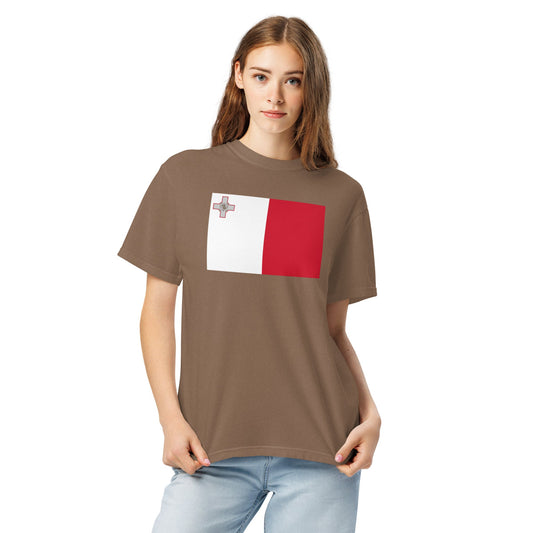 Flat lay of black Malta flag tee, medium size