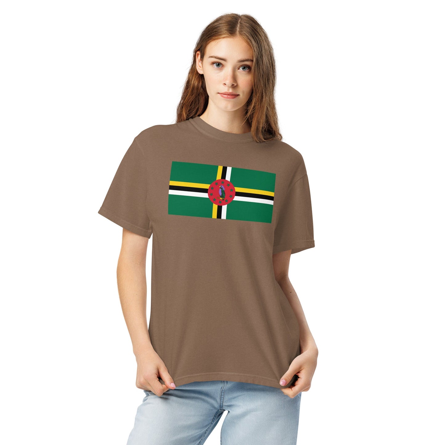 Flag tee representing Dominica 1 in black, large