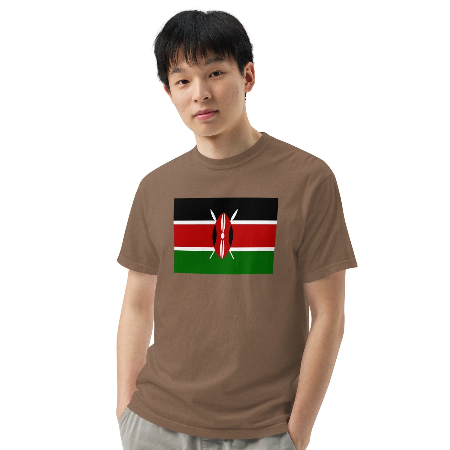 Flag tee representing Kenya in red, medium