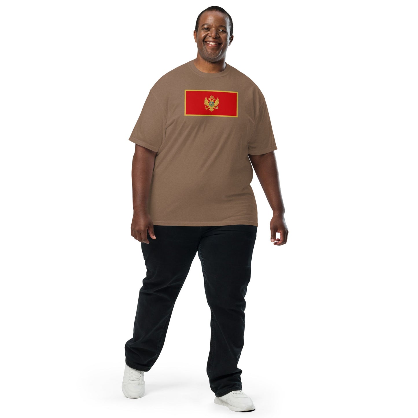 Flag tee representing Montenegro in black, 3X large