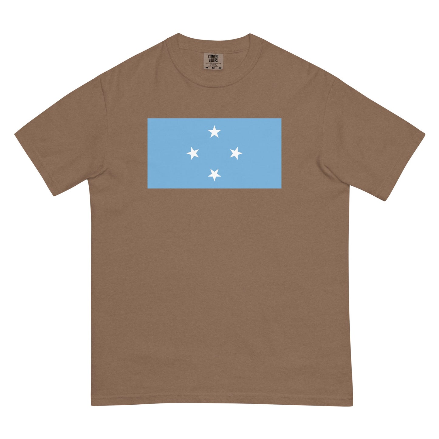 Flat lay of midnight Micronesia flag tee, medium size