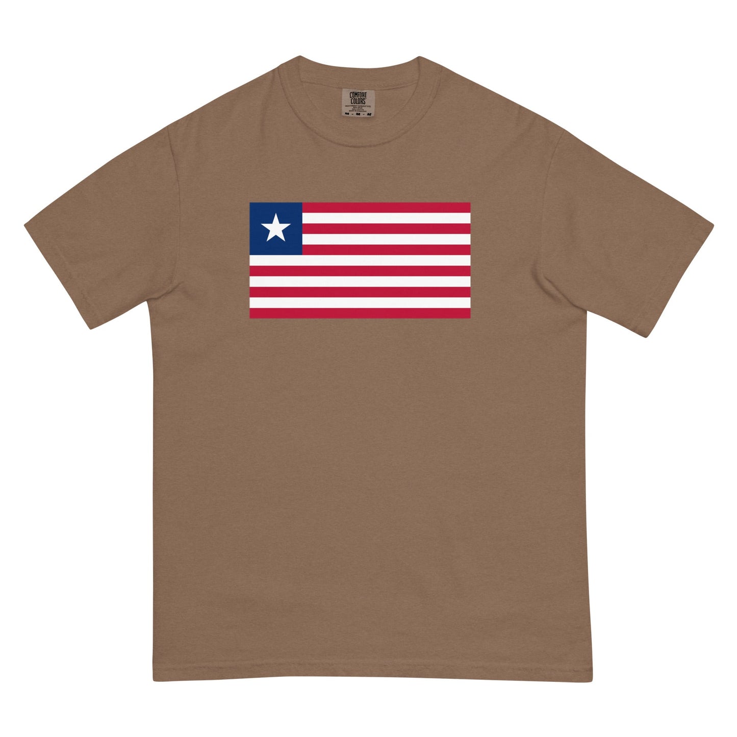 Stylish Liberia flag t-shirt laid flat, large, true navy