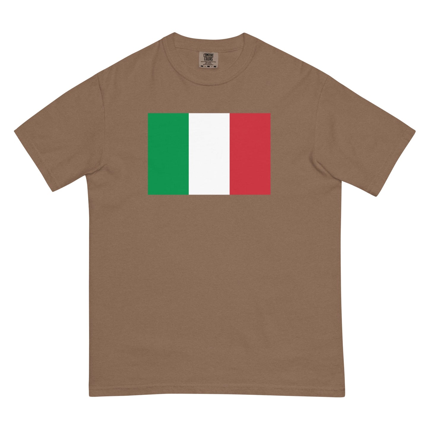 Flat lay of crimson Italy flag tee, large size