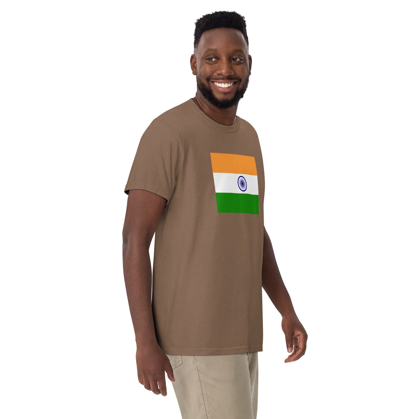 Flat lay of black India flag tee, 2X large size