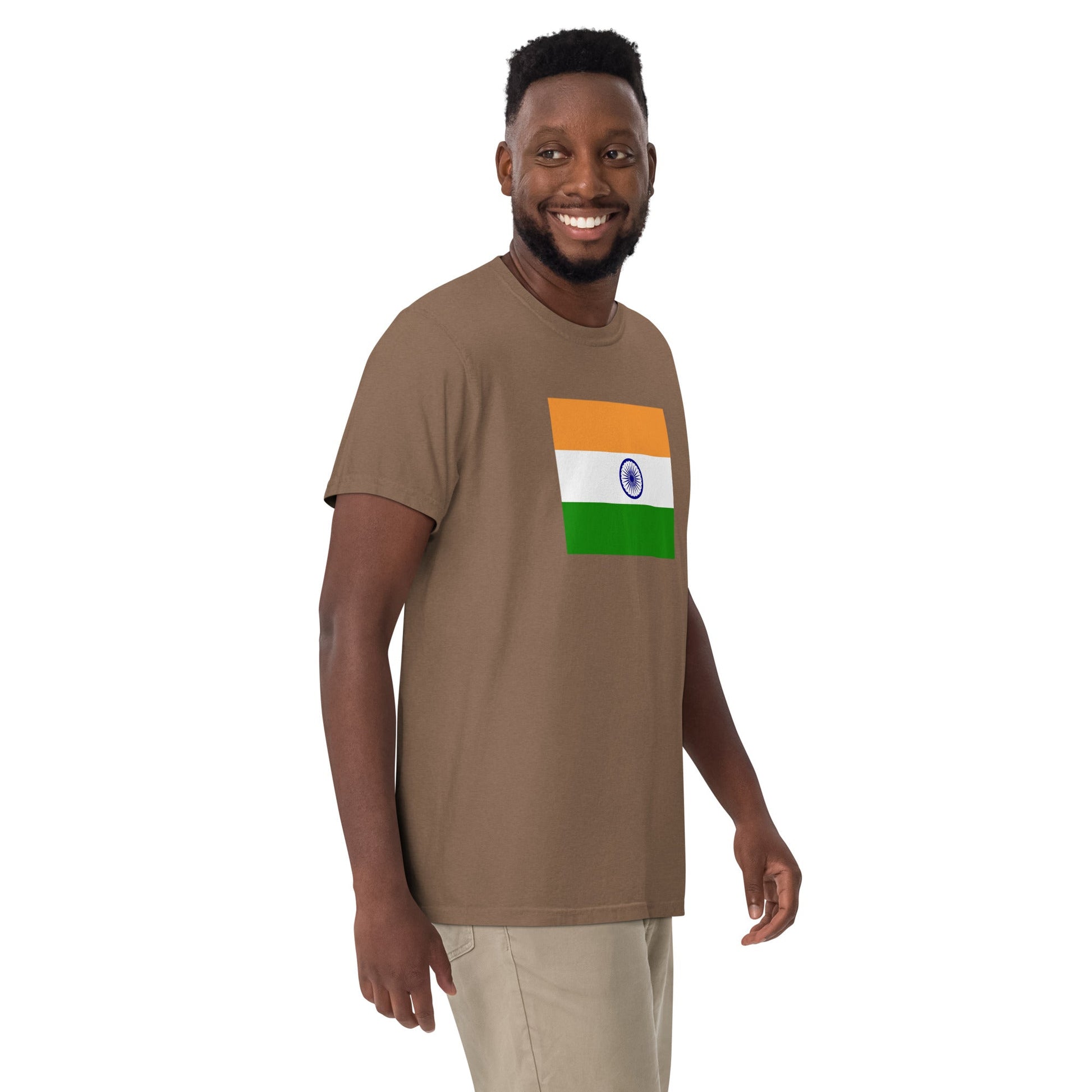 Flat lay of black India flag tee, 2X large size