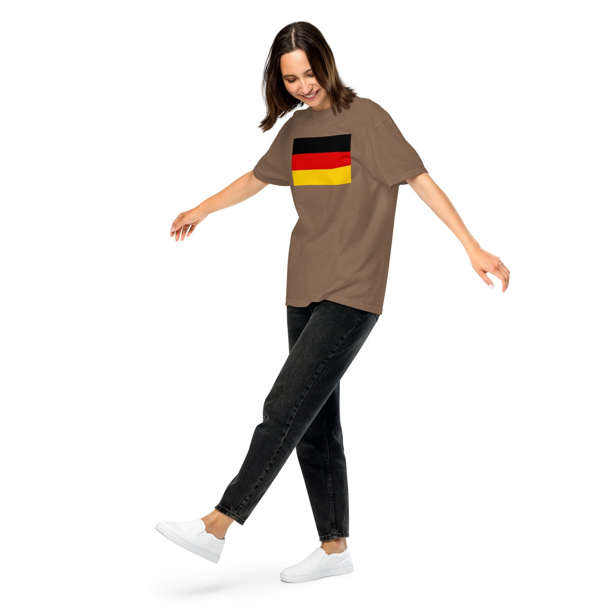 Stylish Germany flag t-shirt laid flat, large, graphite