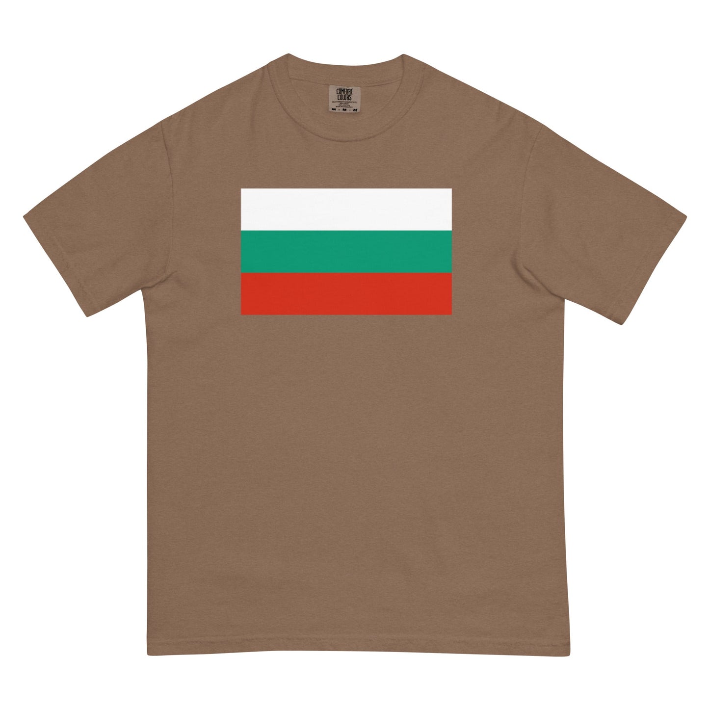 Flat lay of blue spruce Bulgaria flag tee, 3X large size