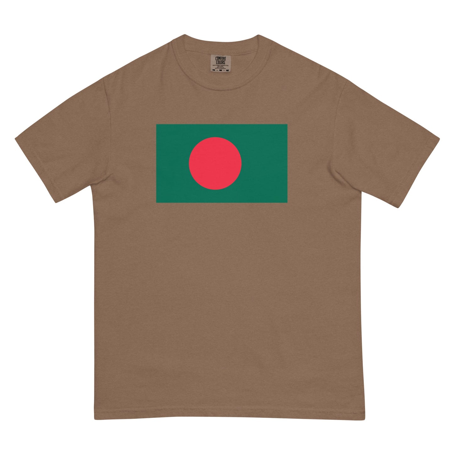 Stylish Bangladesh flag t-shirt laid flat, medium, espresso