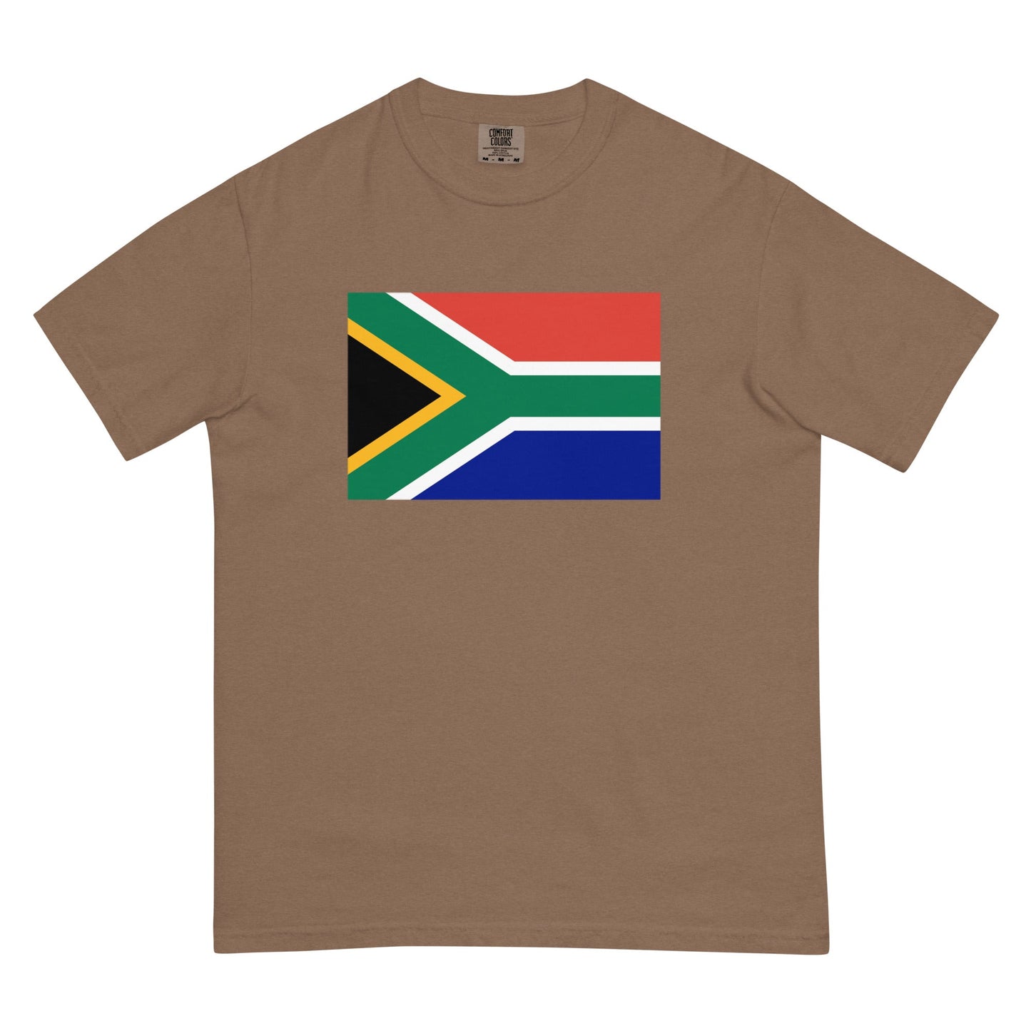 Stylish South Africa flag t-shirt laid flat, extra large, flo blue