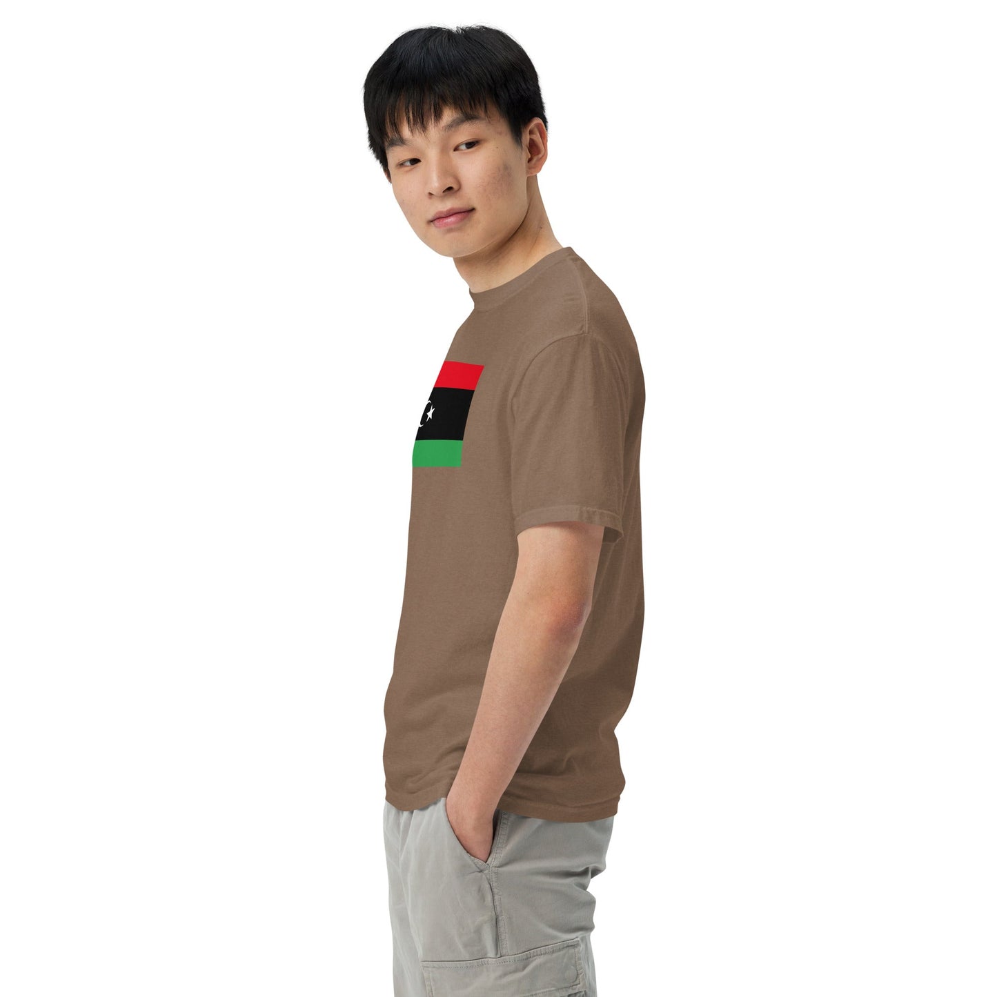 Flag tee representing Libya in black, 2X large
