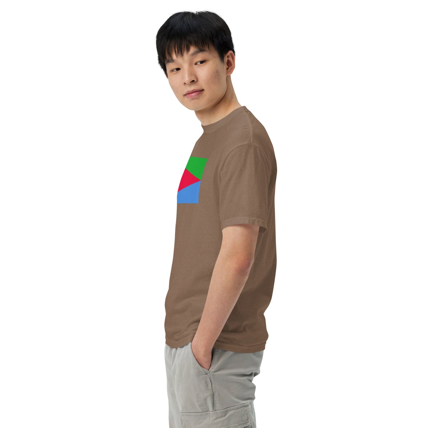 Stylish Eritrea flag t-shirt laid flat, large, true navy