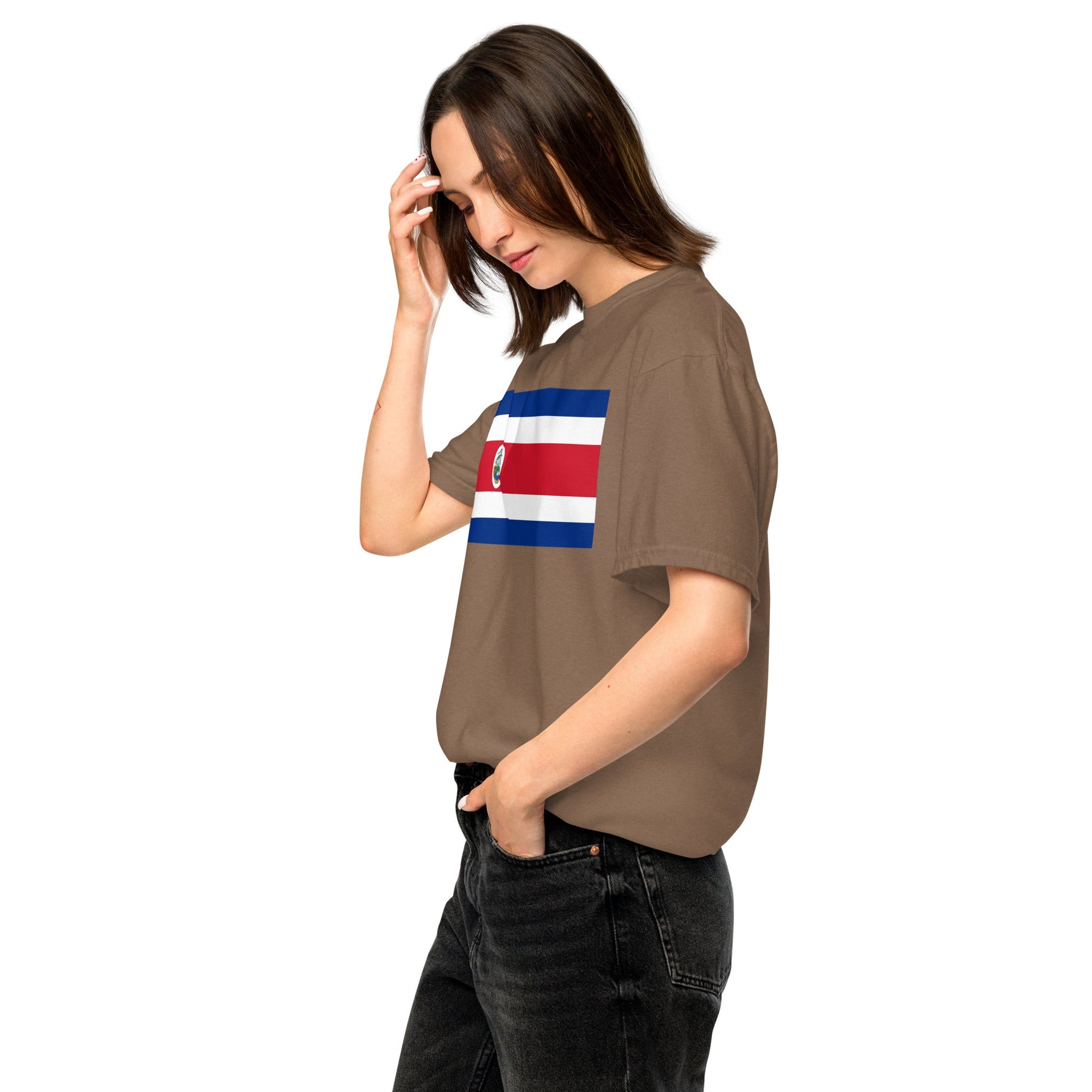 red shirt with Costa Rica flag design, extra large
