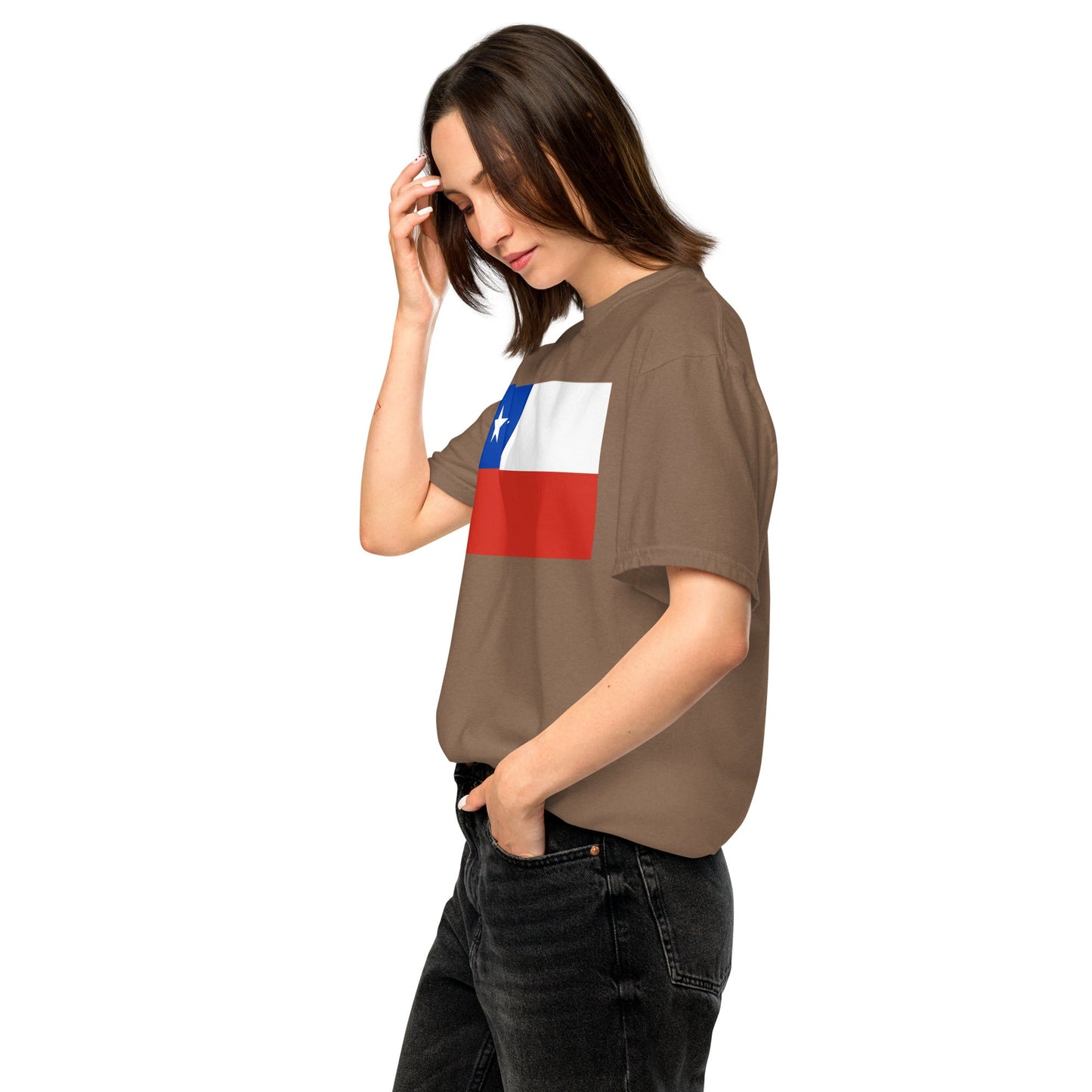 black shirt with Chile flag design, 4X large