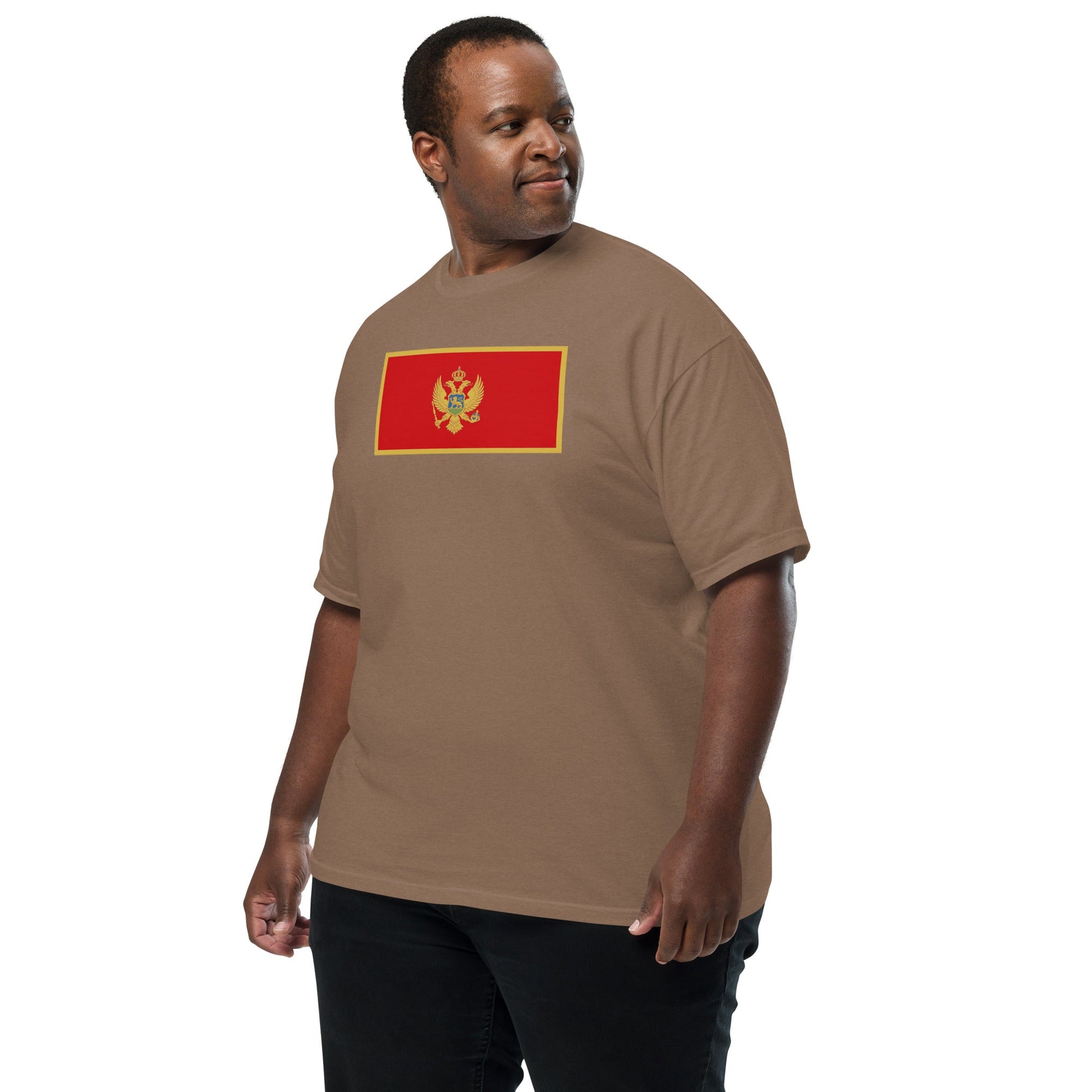 Bold Montenegro flag design tee in black, 4X large
