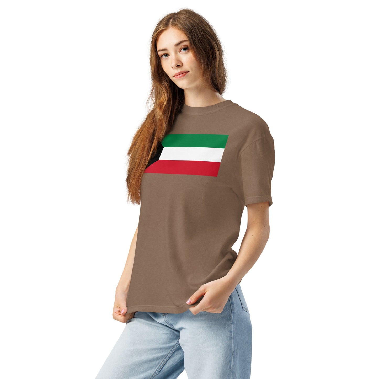 Bold Kuwait flag design tee in black, extra large