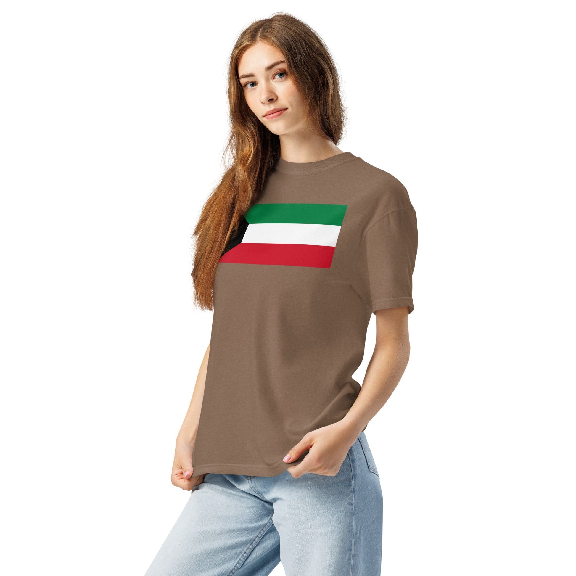 Bold Kuwait flag design tee in black, extra large