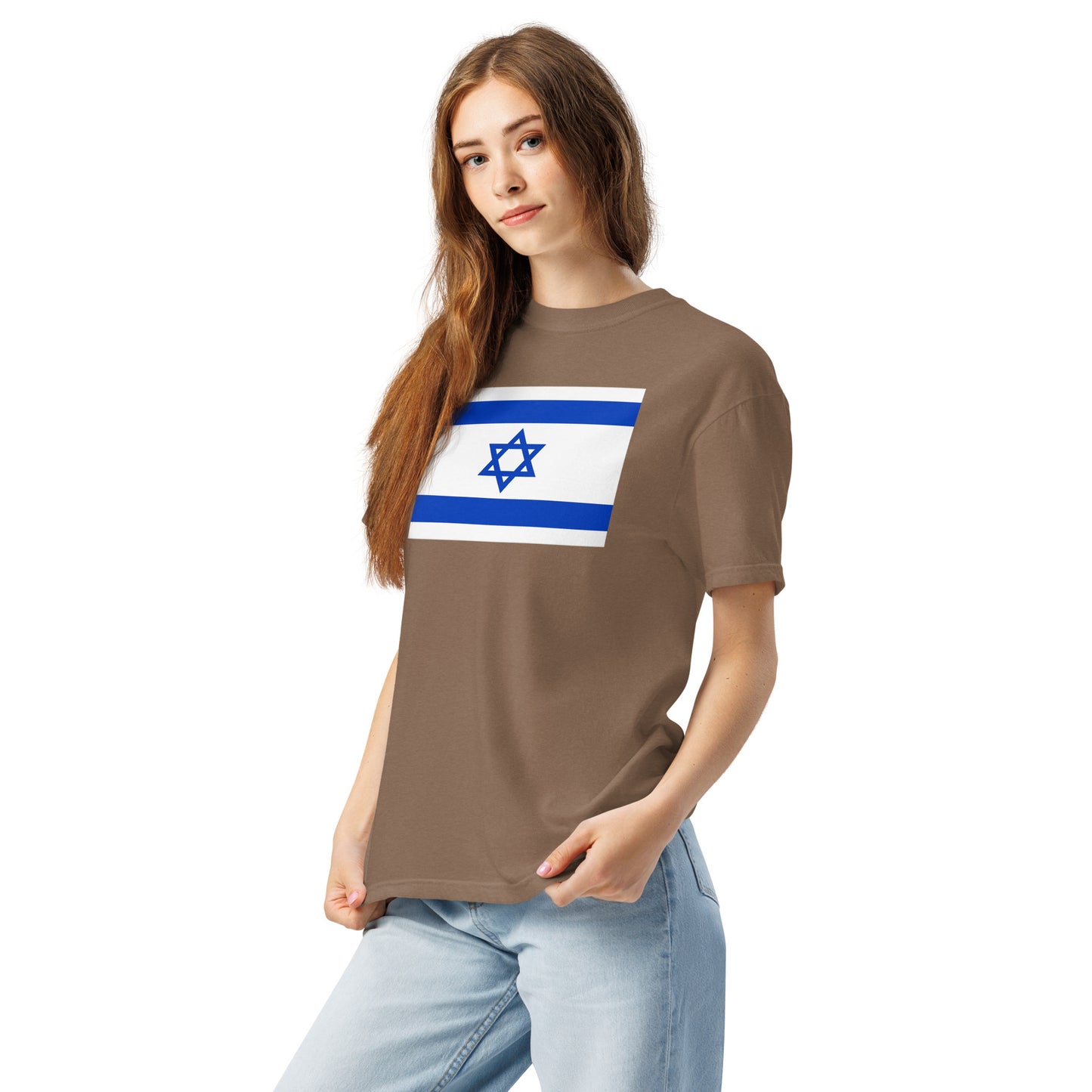Bold Israel flag design tee in black, extra large