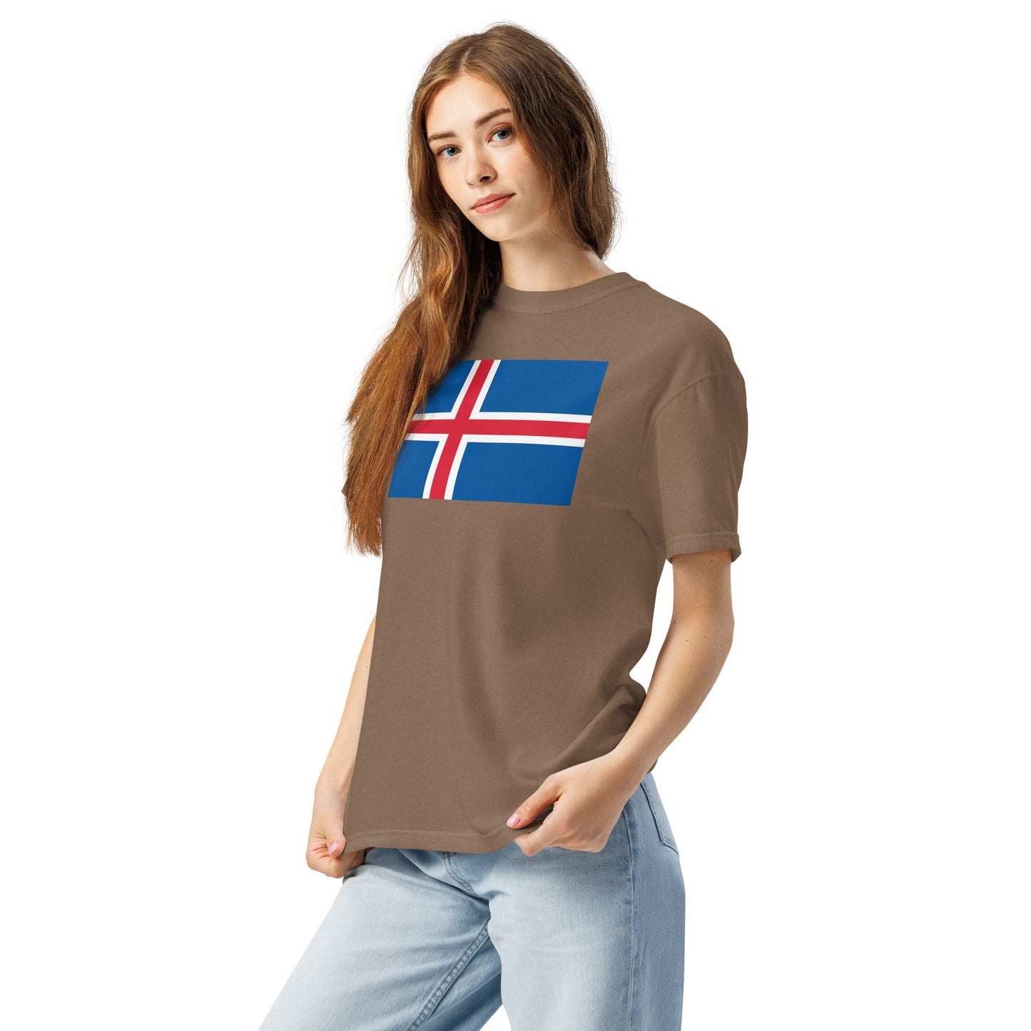 Flag tee representing Iceland in black, medium