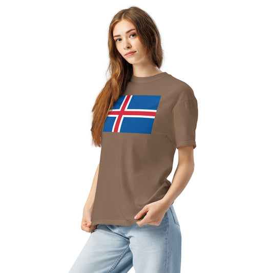 Flag tee representing Iceland in black, medium