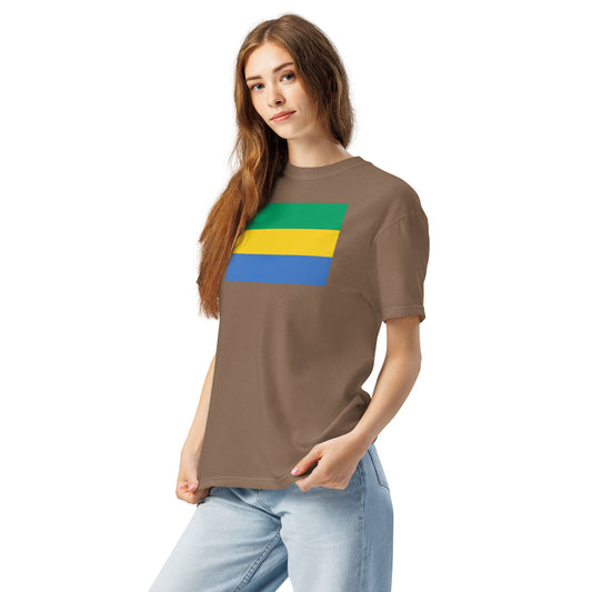 Gabon flag shirt in black, size medium