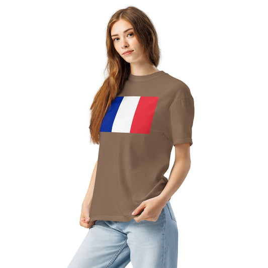 black shirt with France 1 flag design, medium