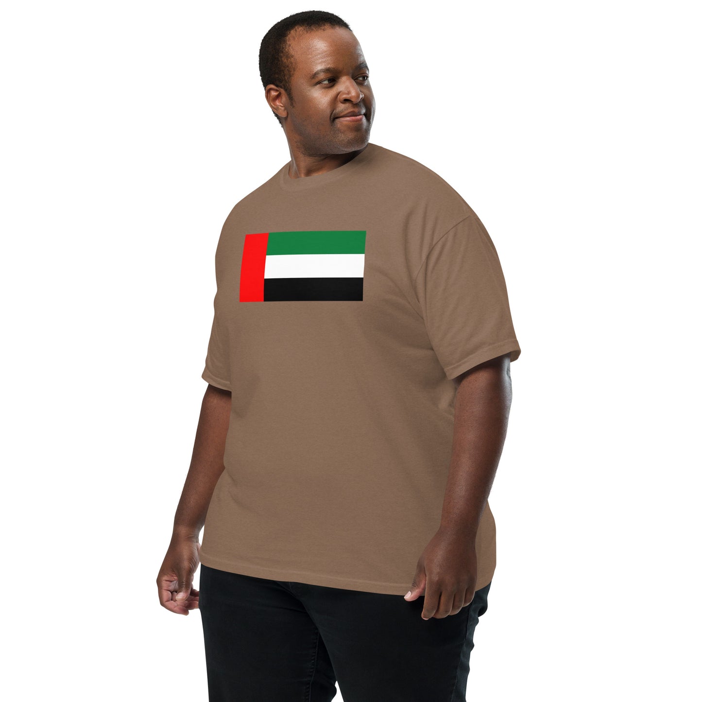 Stylish United Arab Emirates flag t-shirt laid flat, 2X large, berry