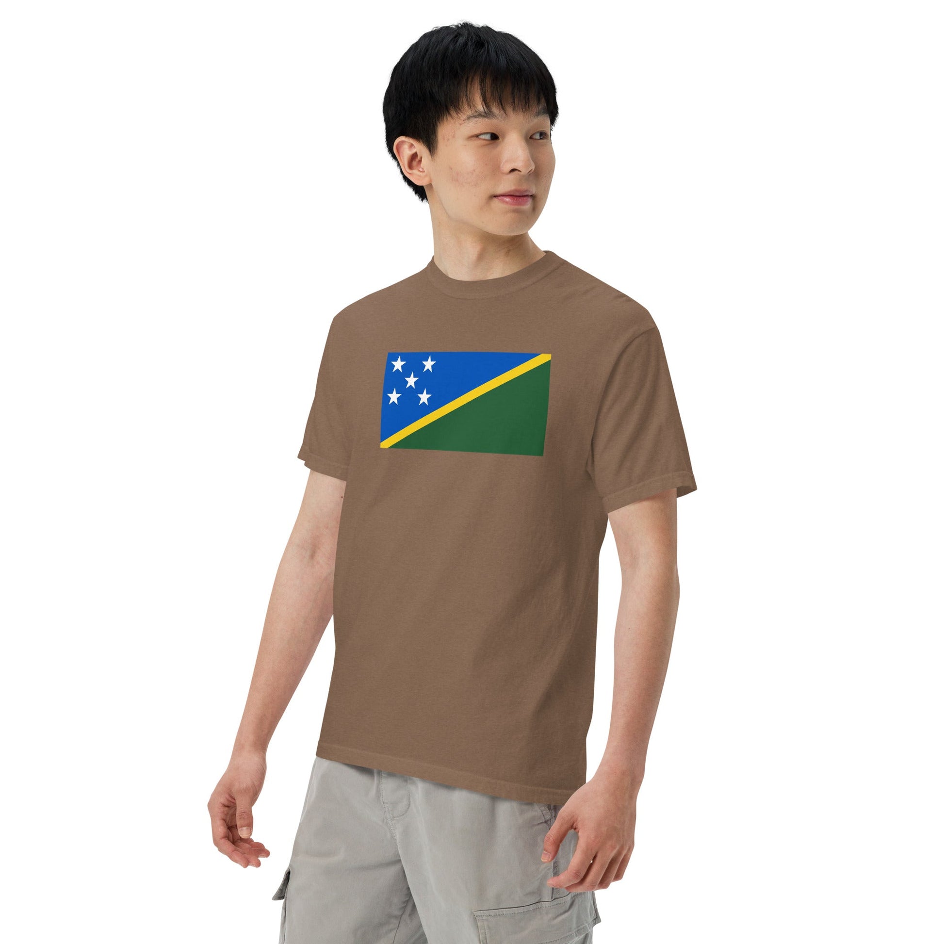 Bold Solomon Islands flag design tee in black, 3X large