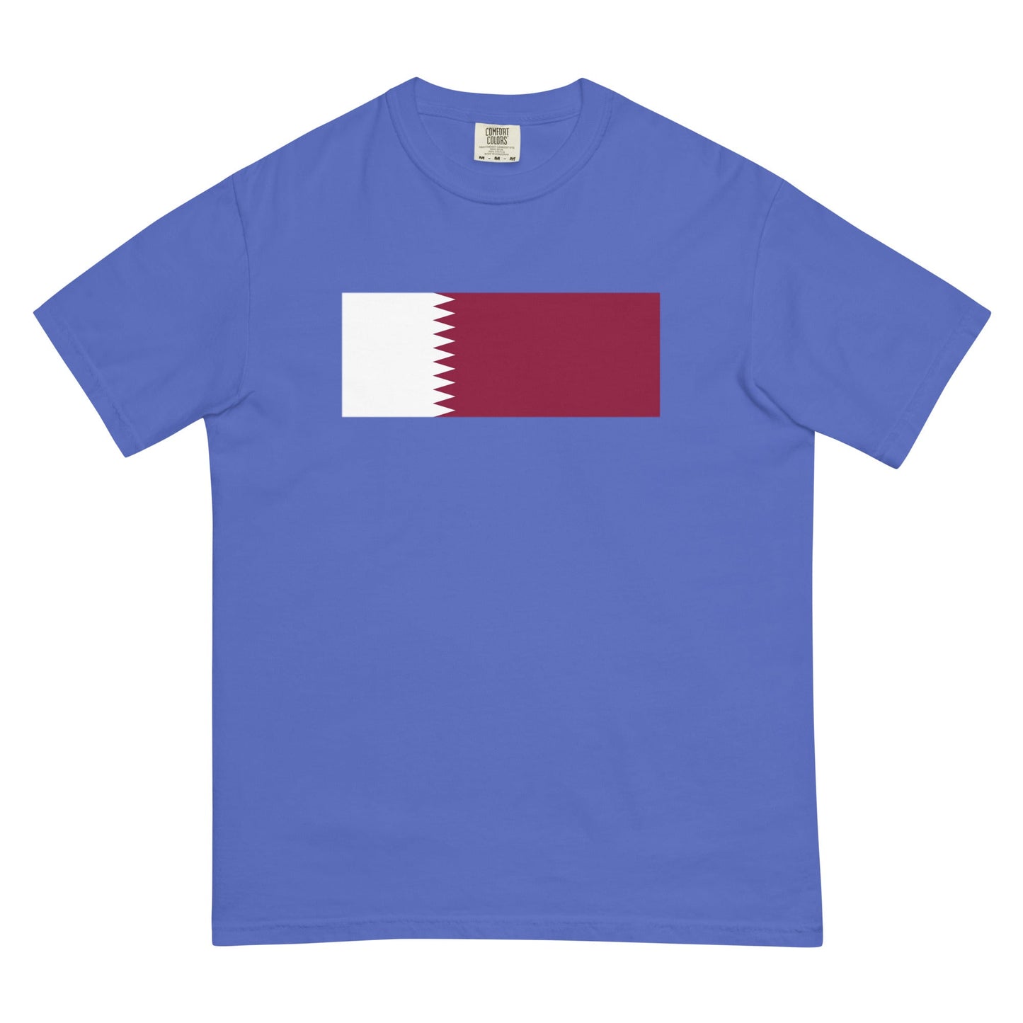 Flat lay of true navy Qatar flag tee, large size