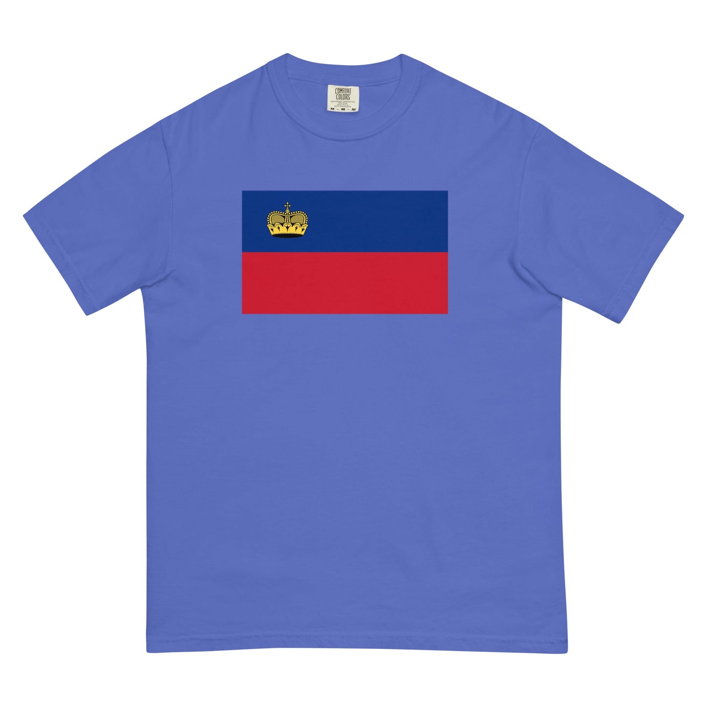 Bold Liechtenstein flag design tee in brick, 3X large