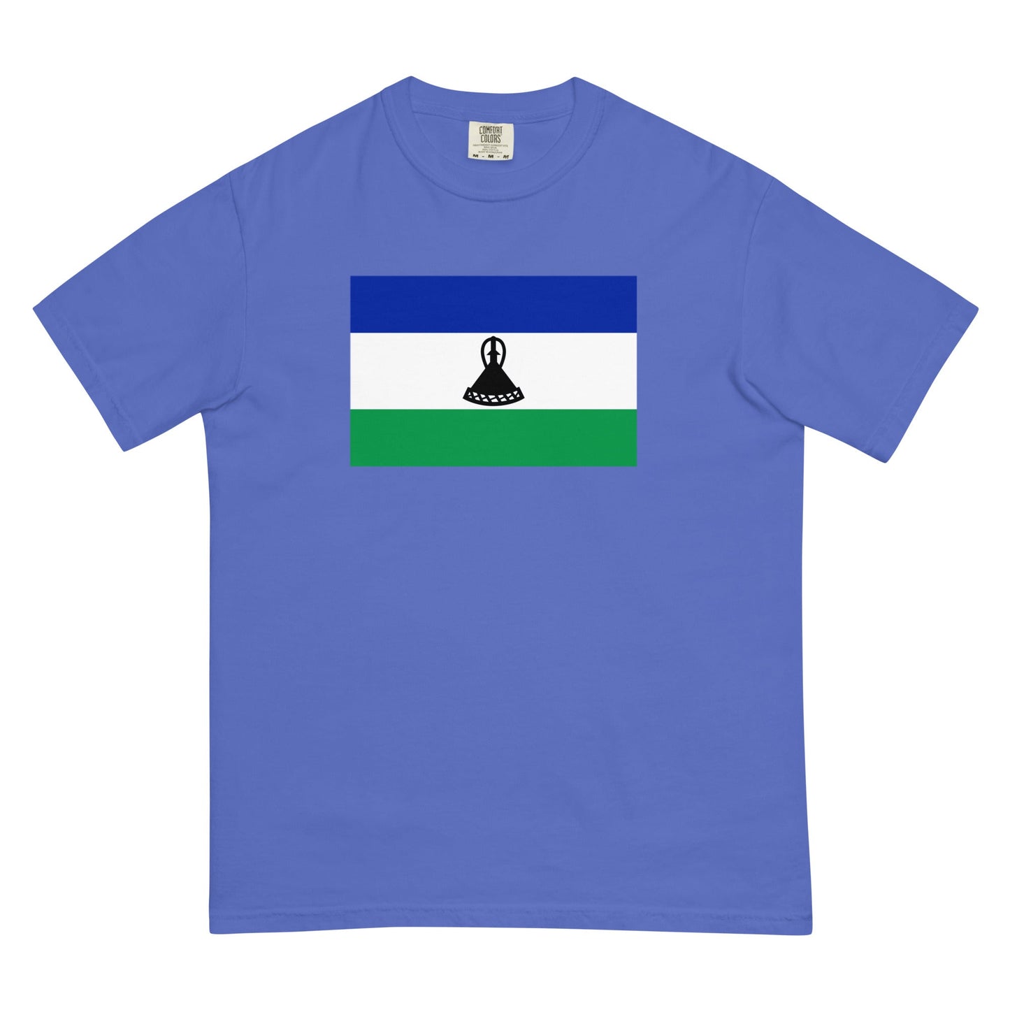 Bold Lesotho flag design tee in true navy, large